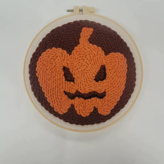 Punch Needle Embroidery Starter Kit Punch Needle Kits Pumpkin Pattern Cross Stitch For Adults Kids Halloween Gift Home Decor