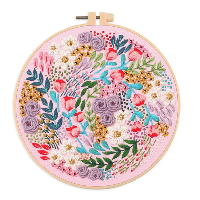 Embroidery Kit for Beginners and Embroidery Enthusiasts - Includes Floral Landscape with Thread Needles