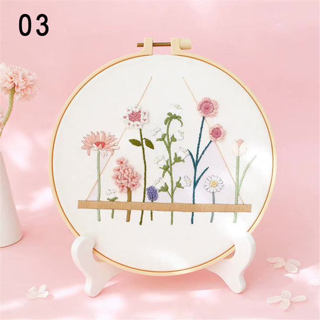 Embroidery Kit for Beginners and Embroidery Enthusiasts - Includes Floral Landscape with Thread Needles Summer Craft DIY Tool