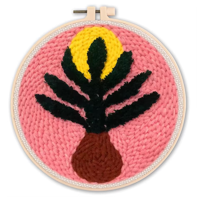 Diy Punch Needle Embroidery Starter Kits For Beginner Leaves Pattern Funny Easy Yarn Painting Arts DIY Needlework Set Sewing Kit