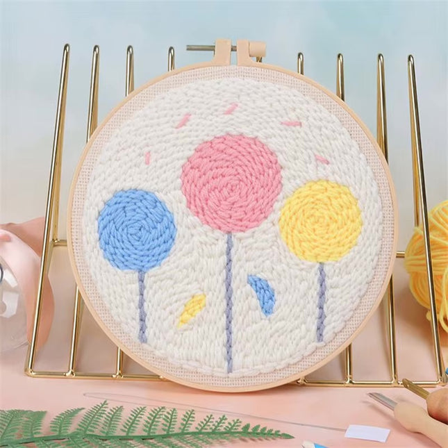 Scenery Moon Punch Needle Embroidery Starter Kits DIY Craft Set Rug Hooking Punch Needle Tool With Threader Fabric Wool Yarn
