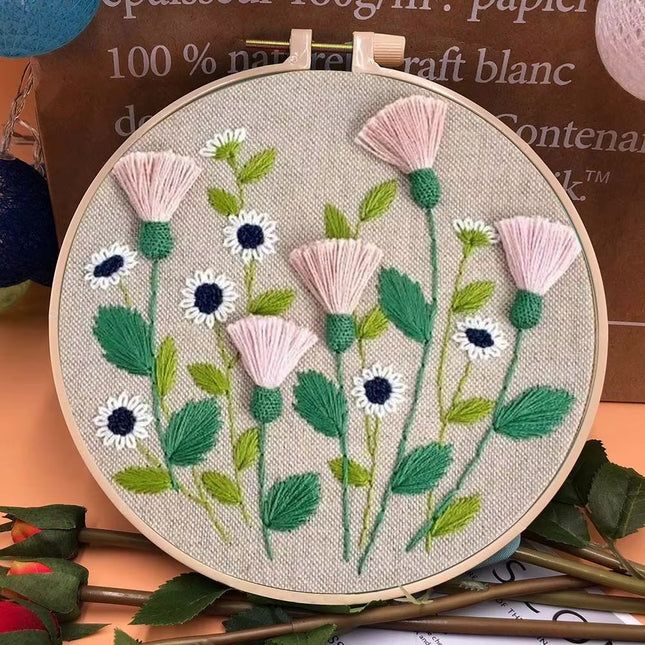 European Style Needle Punch Embroidery Kits Embroidery Hoop Stitch Practice Needle Thread DIY Crafts Ornament Sewing Accessories
