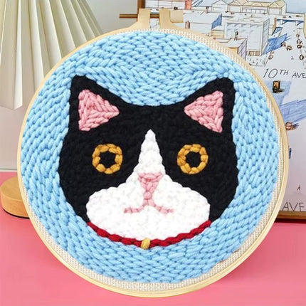 Animal Cat Pattern Punch Needle Embroidery Starter Kit Punch Needle Kits Embroidery Pen For Adults Kids Beginner Gift Home Decor