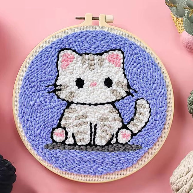 Funny Diy Punch Needle Embroidery Starter Kits For Beginner Adult Animal Handicrafts Poking Embroidery Yarn Painting Arts