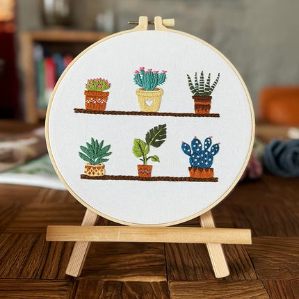 Simple Flower for Teenager Embroidery Kit with Thread, CN EN Instruction,Stamped Cloth,Needles DIY Gift for Student