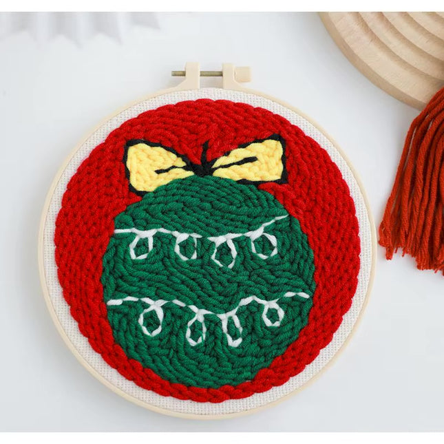Easy DIY Craft Punch Needle Embroidery Kits with Stamped Color Pattern Package Instruction,Yarn and Adjustable Pen Christmas