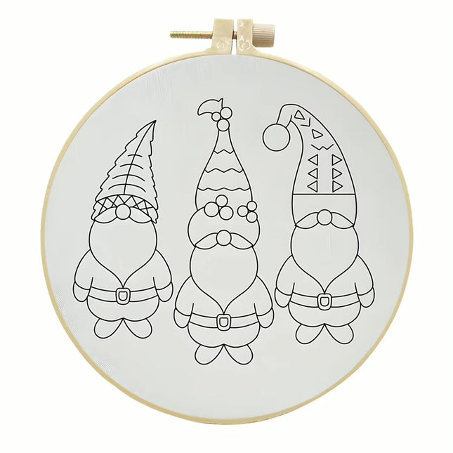 Christmas Embroidery Kit with Pattern and Instructions for Beginners with Embroidery Hoop Color Threads and Needles