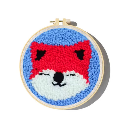Cute Cartoon Animal Punch Needle Embroidery Kit for Beginners Soft Yarn Needlework Embroidery Set Home Decor