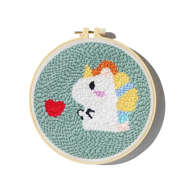 Lovely Yarn Animal Punch Needle Embroidery Kit with Yarn for Beginners DIY Needlework Wool Work Decorative Paintings Home Decor