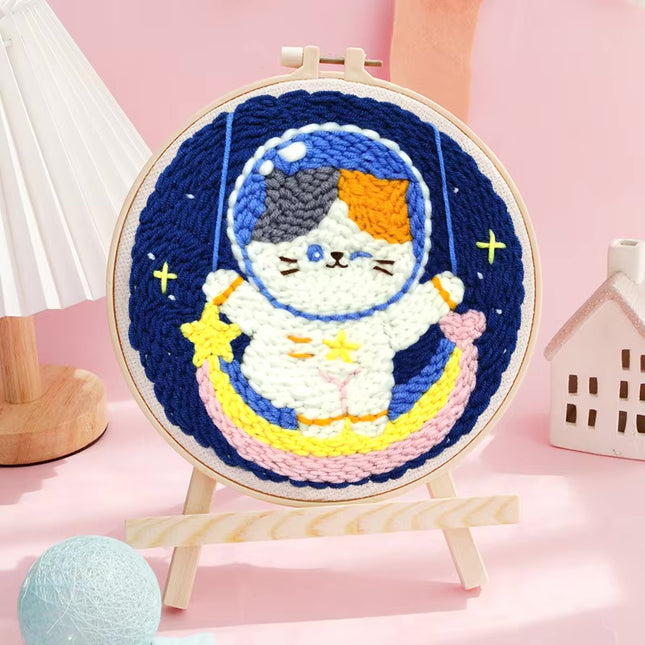 20x20cm Punch Needle Embroidery Starter Kits Rug Hooking Kit for Adults Beginners Handcraft Punch Needle Kits with Embroidery