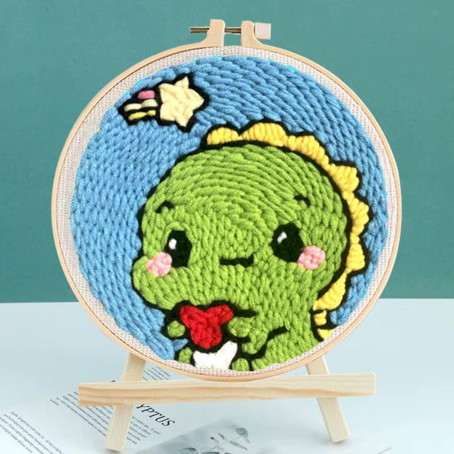 CHENISTORY Beginner's Punch Needle Kit Cute Cartoon Animal and Dinosaur Embroidery Punch Needle Starter Craft Set Home Decor