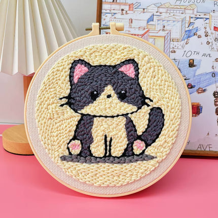Punch Needle Embroidery Starter Kit Punch Needle Kits Animal Cat Pattern Embroidery Pen For Adults Kids Beginner Gift Home Decor