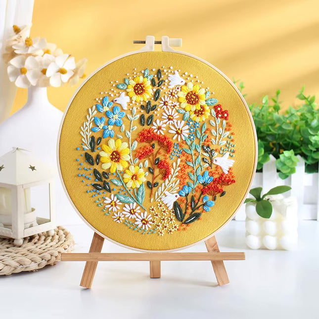 Flower Embroidery Kit with Instructions Needles Thread Cross Stitch Kit for Beginner Floral Kit DIY Craft Home Decor