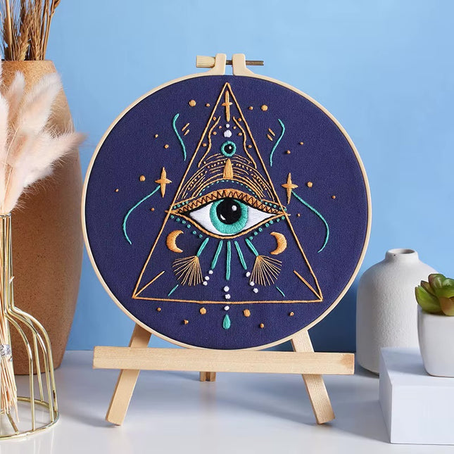 Eye Embroidery Starter kit with Patterns, DIY Adult Beginner Cross Stitch Kits, Including Colored Threads and Needles