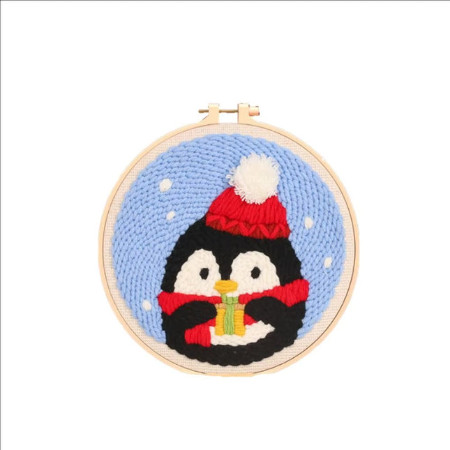 Cotton Embroidered Fabric Punch Needle Embroidery Kit Christmas Collection Easy DIY Play Punch Needle Kits Coarse Wool