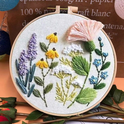 European Style Needle Punch Embroidery Kits Embroidery Hoop Stitch Practice Needle Thread DIY Crafts Ornament Sewing Accessories