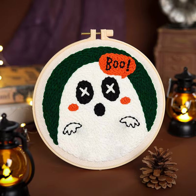 Embroidery Punch Needle Kit with Halloween Pattern DIY Cross Stitch Kits Magic Needle Embroidery Set For Needlework Hom Decor