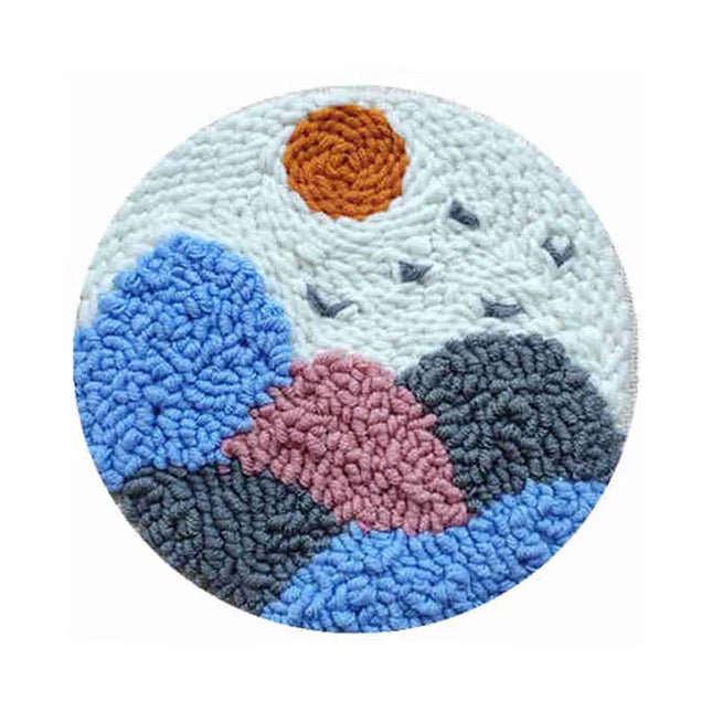 Mountains Scenery Punch Needle Embroidery Kit with Yarn for Beginners DIY Needlework Wool Work Decorative Paintings Home Decor