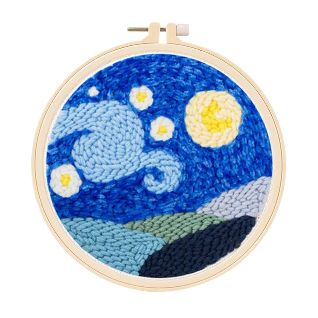 Embroidery Starter Kit Punch Needle Threader Fabric Embroidery Hoop Yarn Rug Punch Needle Pock Pen for Adults Kids Beginner