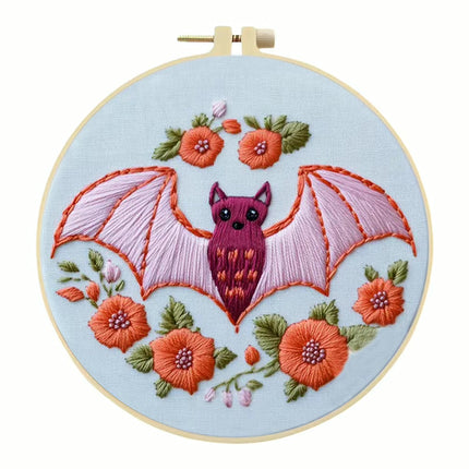 Halloween Stamped Cross Stitch Embroidery Kits with Hoop Cloth Color Thread