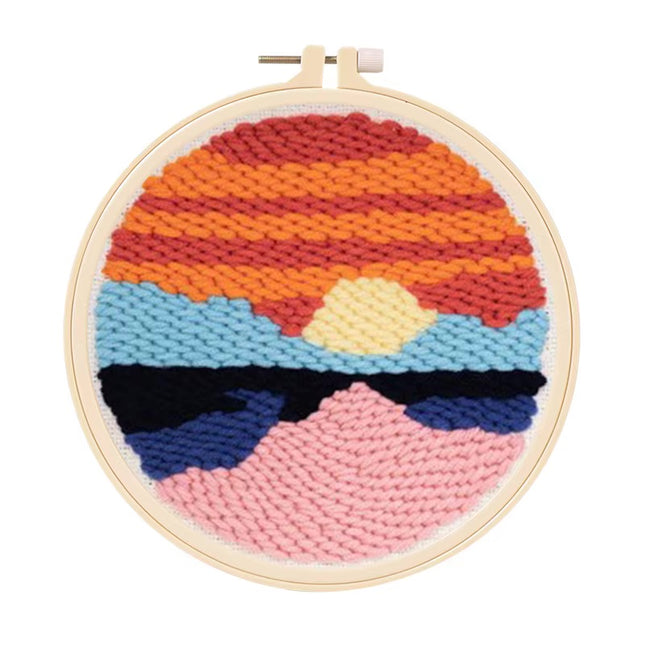 Embroidery Starter Kit Punch Needle Threader Fabric Embroidery Hoop Yarn Rug Punch Needle Pock Pen for Adults Kids Beginner