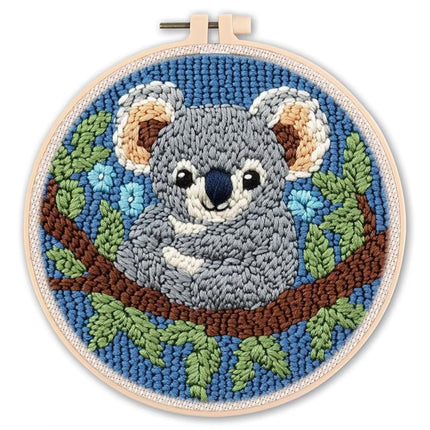 Diy Punch Needle Embroidery Starter Kits Animal Pattern Sewing Kit Funny Easy Yarn Painting Arts DIY Needlework Set For Beginner