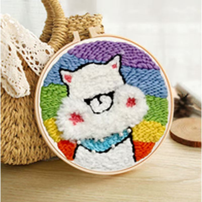 CHENISTORY Beginner's Punch Needle Kit Cute Cartoon Animal and Dinosaur Embroidery Punch Needle Starter Craft Set Home Decor