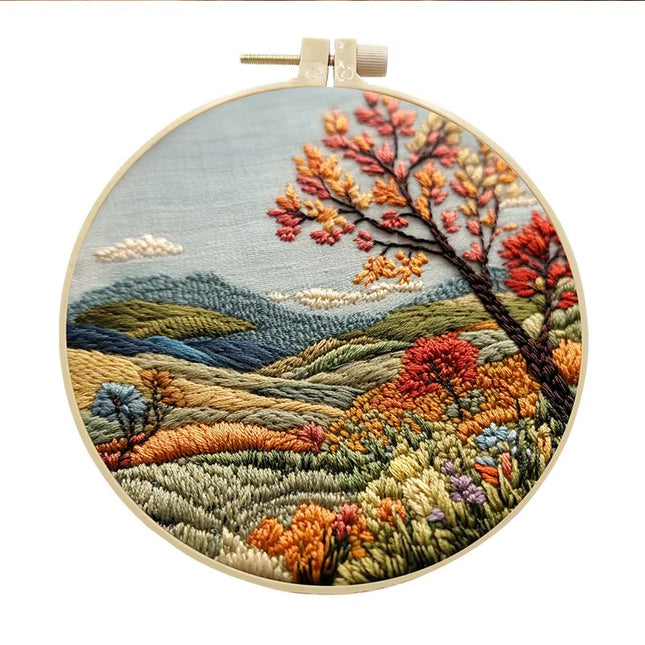 Embroidery Kit with Scenery Pattern Mountain and Moon Landscape for Skilled DIY Embroidery Adults Perfect Handmade Gift