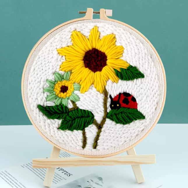 GATYZTORY Flowers Punch Needle Embroidery Starter Kits Embroidery Hoop Yarns For Adults Beginners Diy Gift Easy Handicraft