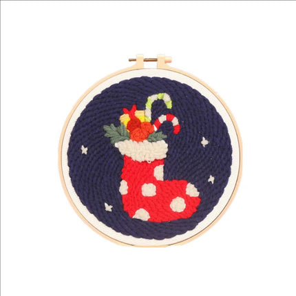Cotton Embroidered Fabric Punch Needle Embroidery Kit Christmas Collection Easy DIY Play Punch Needle Kits Coarse Wool