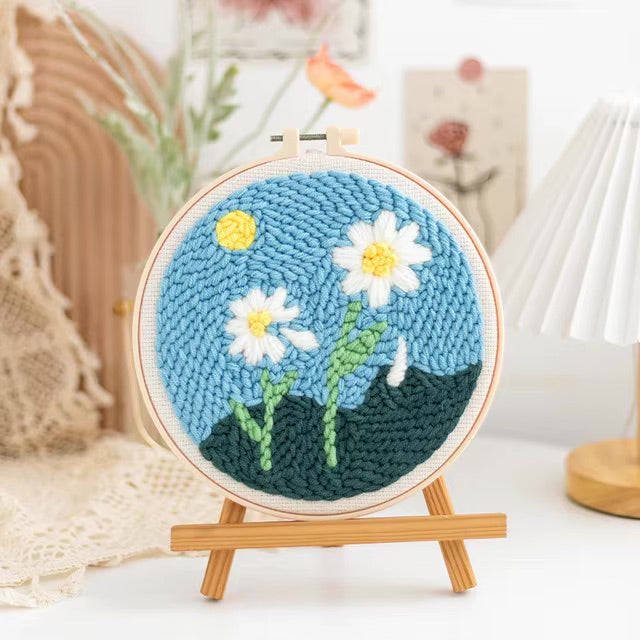 GATYZTORY punch needle embroidery kits Fresh scenery embroidered kit Cross stitch kits Embroidery frame Art and crafts with need