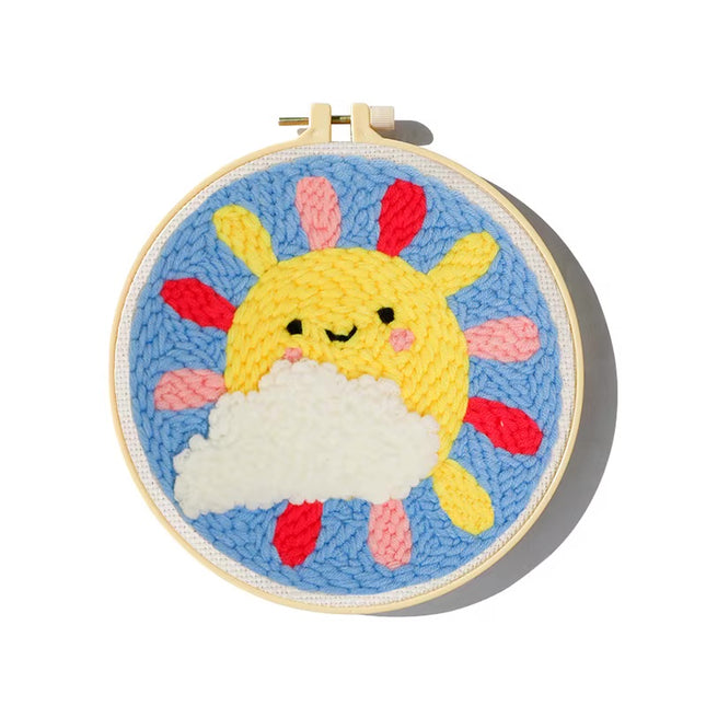 Cute Cartoon Animal Punch Needle Embroidery Kit for Beginners Soft Yarn Needlework Embroidery Set Home Decor