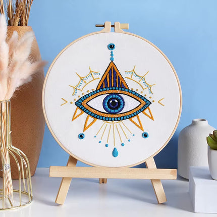 Eye Embroidery Starter kit with Patterns, DIY Adult Beginner Cross Stitch Kits, Including Colored Threads and Needles