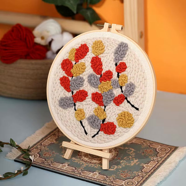 DIY Punch Needle Embroidery Kit with Yarn Floral Pattern Starter Kit Magic Tufting Set Poking Cross Stitch Tools For Knitting