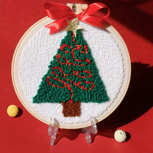 Soft Yarn Christmas Punch Needle Embroidery Kit for Beginners Xmas Tree Christmas Decorations for Home DIY Craft Kits