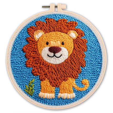 Diy Punch Needle Embroidery Starter Kits Animal Pattern Sewing Kit Funny Easy Yarn Painting Arts DIY Needlework Set For Beginner