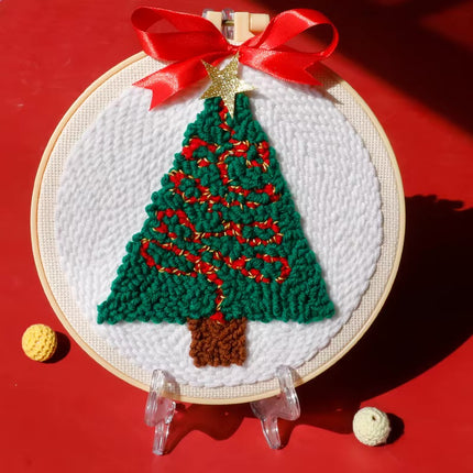 Punch Needle Embroidery Starter Kits For Adults Beginners Punch Needle Fabric Yarns Embroidery Hoops Diy Crafts Home Decor Gift