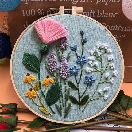 European Style Needle Punch Embroidery Kits Embroidery Hoop Stitch Practice Needle Thread DIY Crafts Ornament Sewing Accessories