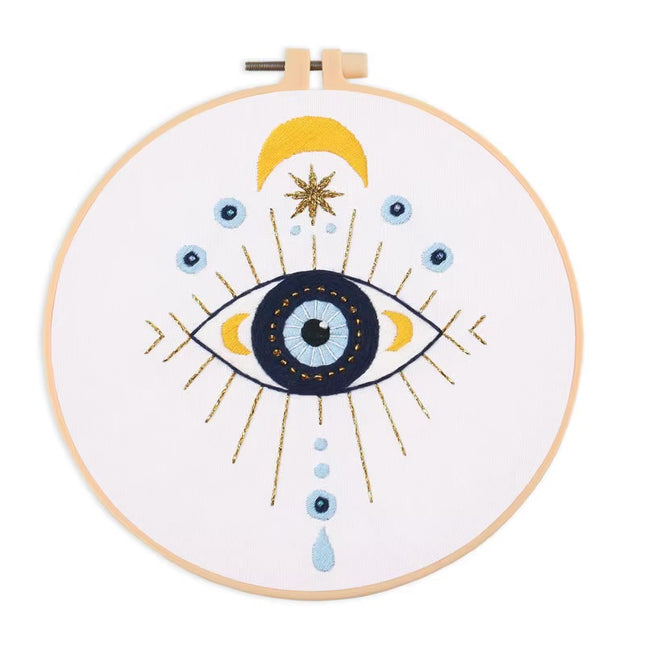 Eye Embroidery Starter kit with Patterns, DIY Adult Beginner Cross Stitch Kits, Including Colored Threads and Needles