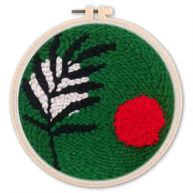 Diy Punch Needle Embroidery Starter Kits For Beginner Leaves Pattern Funny Easy Yarn Painting Arts DIY Needlework Set Sewing Kit