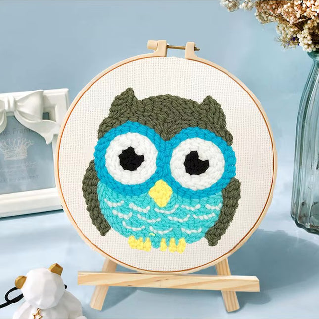 GATYZTORY Hand Painted DIY Punch Needle Painting Kit, Dinosaur Owl Animal Frame Punch Set for Beginners, Easy DIY Ornaments
