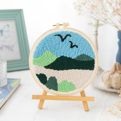 GATYZTORY DIY Punch Needle Embroidery Kits Craft Rug for Starter Kits with Stamped Needlework Package Yarn and Embroidery Needle
