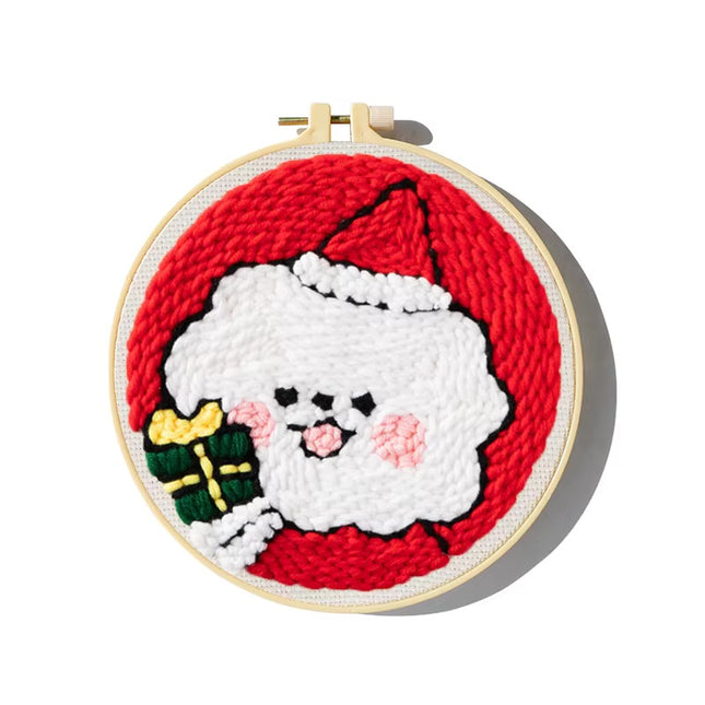 Xmas Punch Needle Embroidery Kit with Yarn for Beginners DIY Needlework Wool Work for Christmas Gift Home Decor