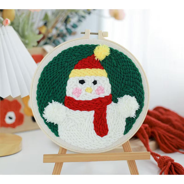 Easy DIY Craft Punch Needle Embroidery Kits with Stamped Color Pattern Package Instruction,Yarn and Adjustable Pen Christmas