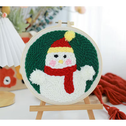 Easy DIY Craft Punch Needle Embroidery Kits with Stamped Color Pattern Package Instruction,Yarn and Adjustable Pen Christmas
