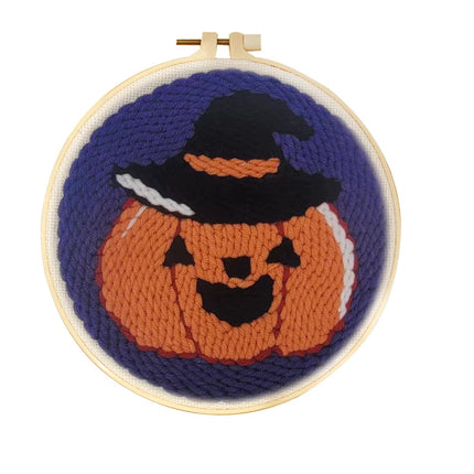 Punch Needle Embroidery Starter Kit Punch Needle Kits Pumpkin Pattern Cross Stitch For Adults Kids Halloween Gift Home Decor