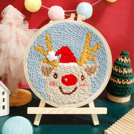 GATYZTORY embroidery punch needle starter kit animal Art and crafts with needles Embroidery frame Cross stitch kits Sewing Gifts