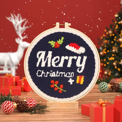 Christmas Tree punch needle embroidery Santa Claus Package Embroidery Punch Needle Kit Handmade Sewing Diy Embroidery Poke