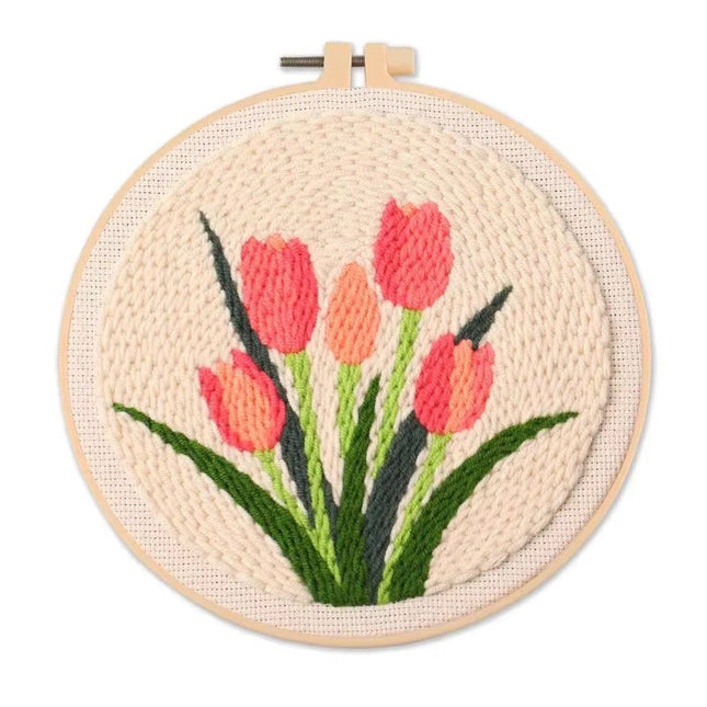 DIY Punch Needle Embroidery Kit For Beginner Craft Punch Needle Set Rug for Starter Kits Floral Pattern Tools For Knitting
