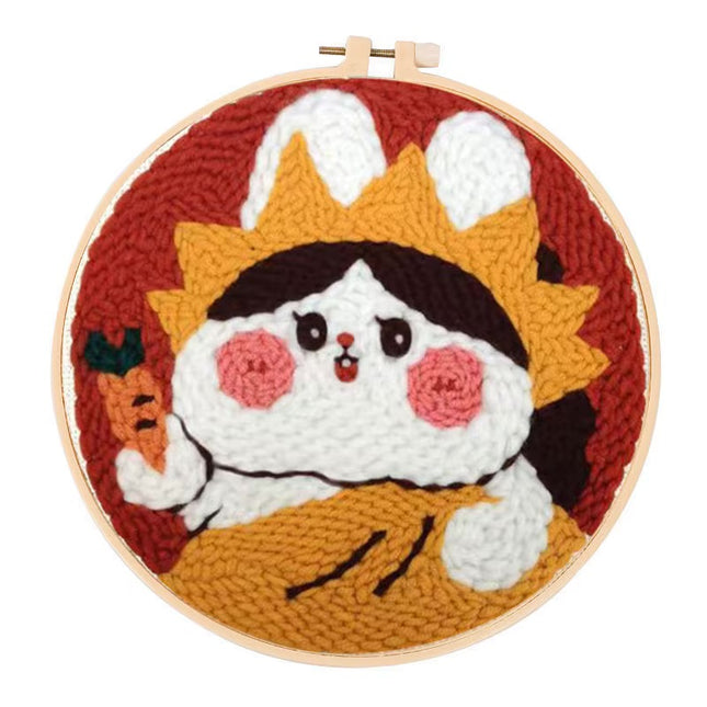Embroidery Starter Kit Punch Needle Threader Fabric Embroidery Hoop Yarn Rug Punch Needle Pock Pen for Adults Kids Beginner
